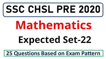 SSC CHSL 2020 Expected Maths Set-22 | CHSL Maths by Rohit Tripathi