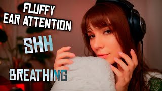 ASMR Fluffy Ear Attention, Soothing Shh and Gentle Breathing 💎 No Talking