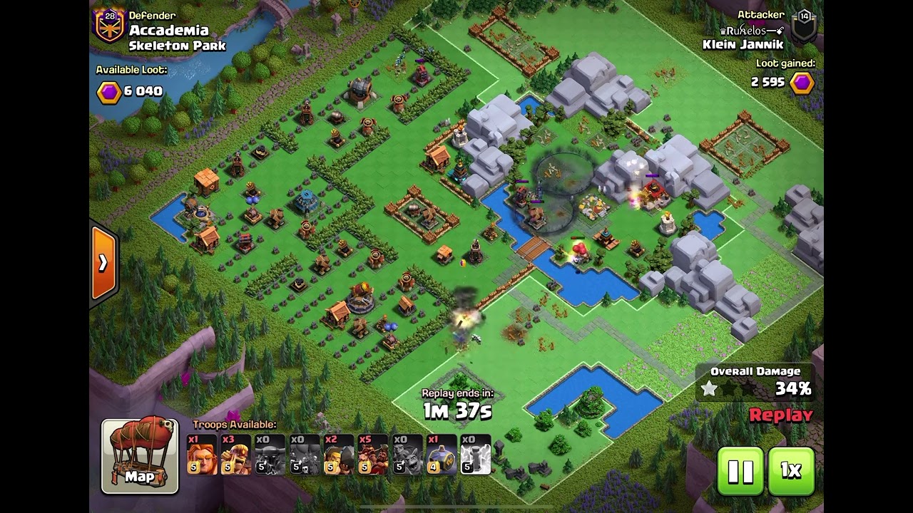 Default Skeleton Park One Shot in a raid (Clash of Clans)