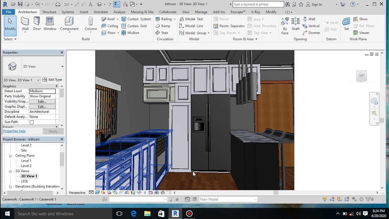 How to model kitchen cabinets in Revit lesson 7. - YouTube