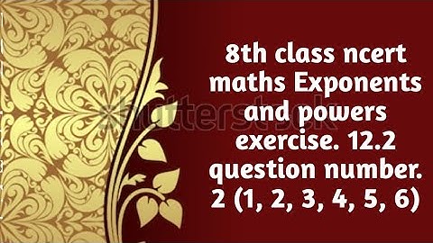 8th Class Ncert Maths Exponents and powers  Exercise. 12.2 Question No. 2(1, 2, 3, 4, 5, 6) in tamil