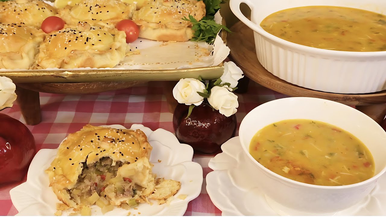 شوربة دافئه وفطاير مميزة وجبة مثالية