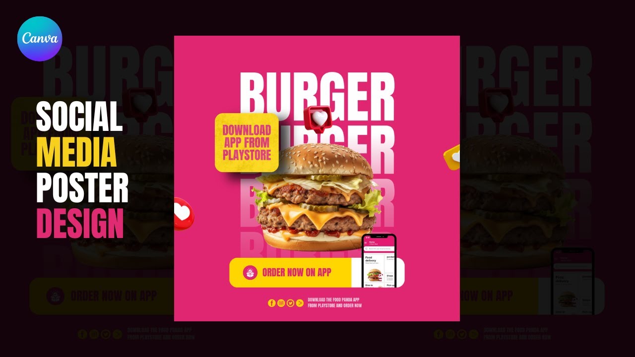 How to Design a Modern Burger Ads in Canva 🍔 | Step-by-Step Tutorial In ...