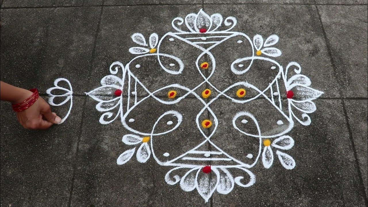 2 min Rangoli Designs 5x3x3 dots Small Sikku MugguluEasy Kolam ...