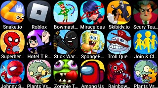 Roblox,Plants Vs Zombies 3,Rainbow Garten Survivor,Among Us,Zombie Tsunami,Skibidi.io,StickWar Legac