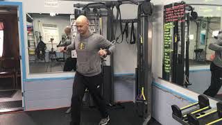 Cable chest press - split stance