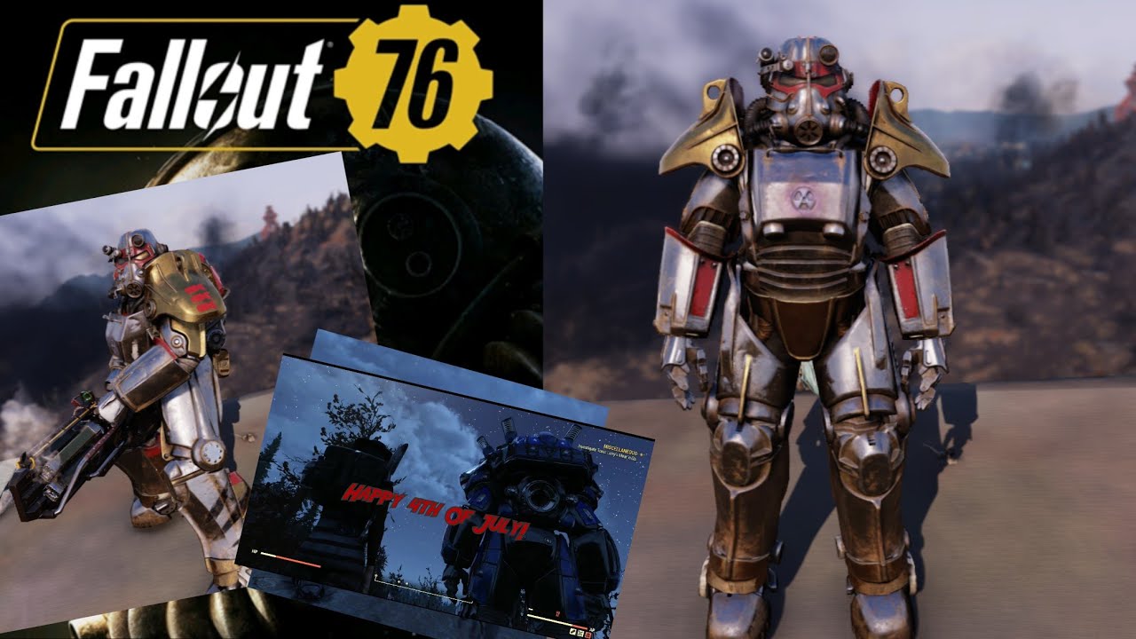 Fallout 76 Atomic Onslaught T 45 Power Armor Skin Plus Fireworks Showcase Youtube