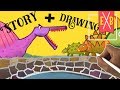 Dinosaur story book billy goat gruff story dinosaur fairy tale  how to draw