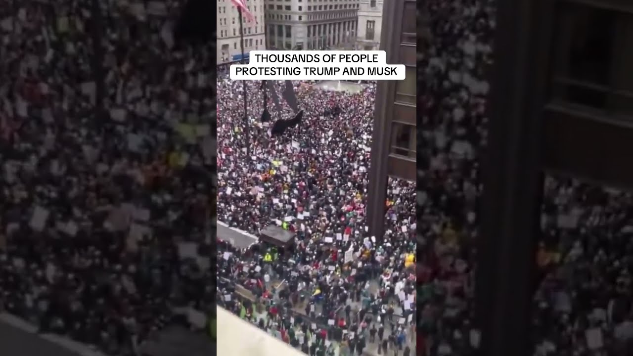Thousands Of People Protesting Trump And Musk