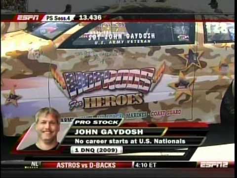Bob Glidden John Gaydosh Pro Stock Rd4 Qualifying Indy Mac Tools US Nationals 2010.mpg
