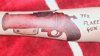 TF2 Flare gun tattoo || hand tattoo || pen tattoo || gun tattoo