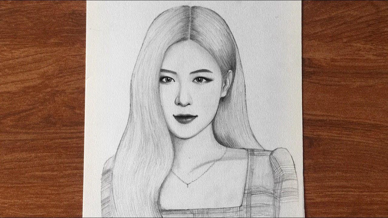 blackpink Line Art Drawing Rose