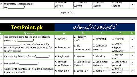 Most Repeated Computer MCQs for PPSC test preparation equally beneficial for |FPSC/CSS/PMS top 1- 50