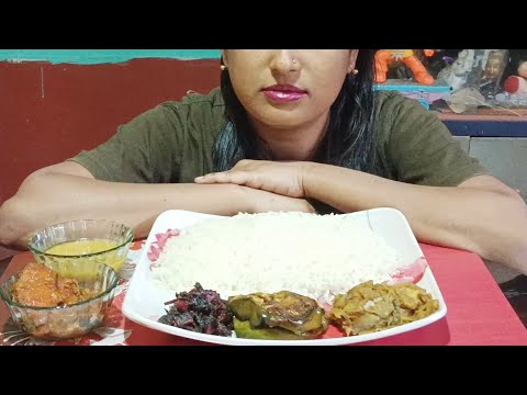 Aaj khawa ta jome gelo🥵: vat। lal shak vaja। katla kaliya। Bandha kopi। #viral #eatingshow #eating