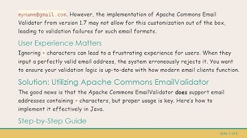 Allowing the +  Character in Email Validation with Apache Commons Email Validator