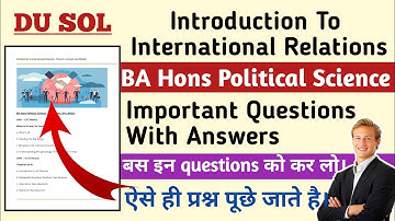 🔥 Introduction To International Relations Important Questions With Solutions 2nd semester #dusol