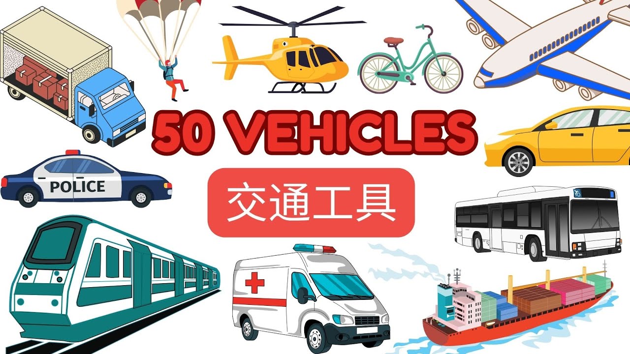Learn 50 Vehicle Names in Chinese🚗交通工具中文词汇|Fun & Easy Chinese for Kids & Beginners with Chinese4Kid