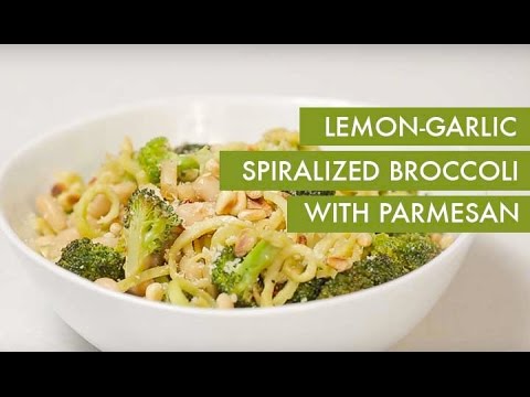 Lemon-Garlic Spiralized Broccoli with Parmesan I Gluten-Free +Vegetarian Spiralizer Recipe