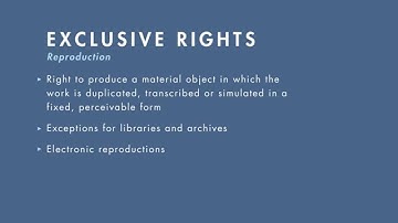 Intellectual Property tutorial: Exclusive Copyrights and Their Limitations | quimbee.com