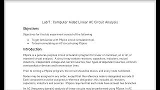 EECS 2300: Lab 7 | AC circuit simulation with LTSpice