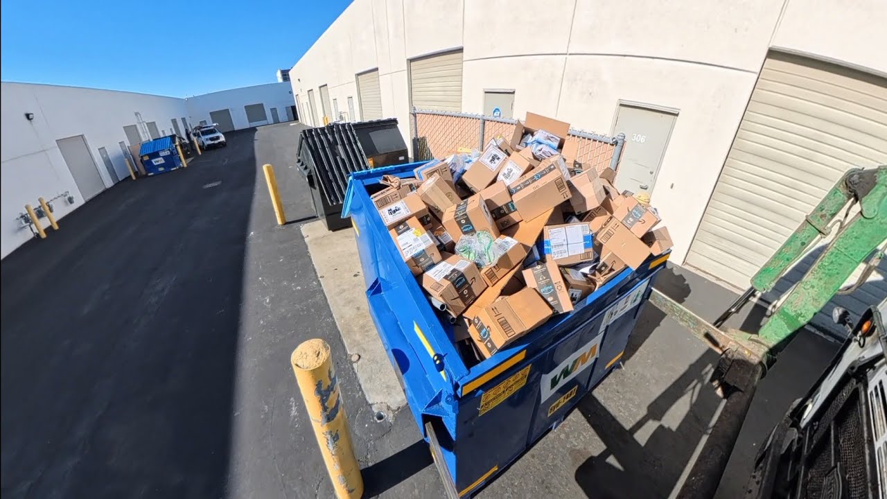 Waste Management front load commercial recycling truck 