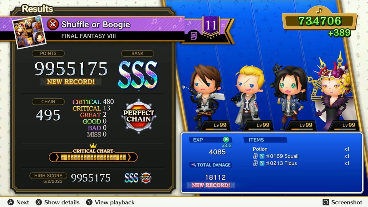 Theatrhythm Final Bar Line : FFVIII - "Shuffle or Boogie" - Supreme Difficulty Perfect Chain