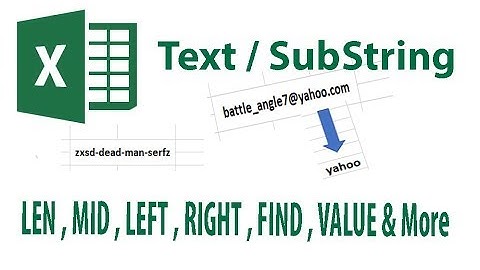 Excel Tutorial : Text / SubString Functions and Formula