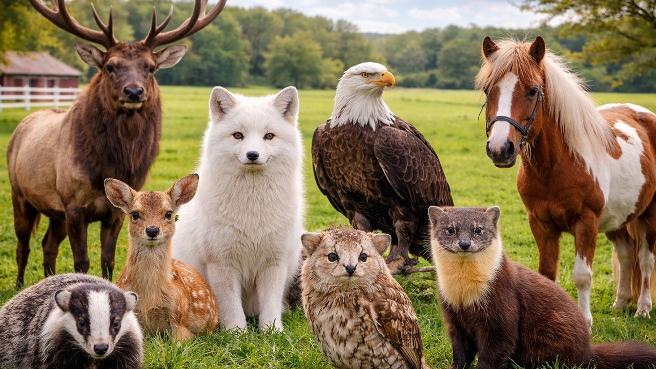 Cute Animal Sounds 4K | Sweet Farm & Wild Nature Vibes | Panda, Capybara, Sheep, Swan, Donkey