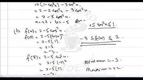 FINDING MAXIMUM AND MINIMUM VALUES OF f(x) = 2sin^2x-3cos^2x IN URDU / HINDI