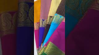 Pure crepe Mysore silk featuring check patterns &amp; mango borders in a stunning tricolor combination
