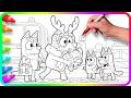 BLUEY Coloring Pages - FUN GAME / I show you How to color Bluey, Bingo, Bandit and Chilli