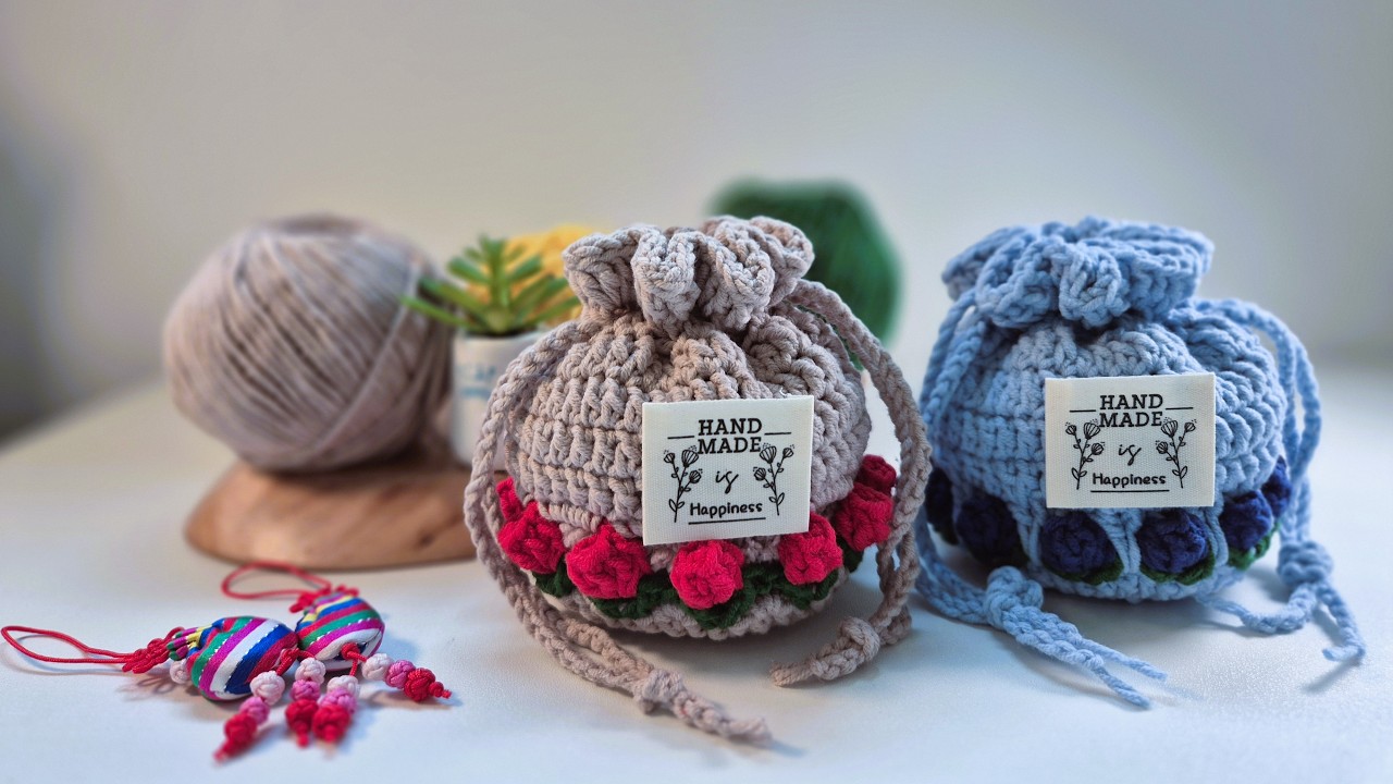 [코바늘] 복주머니 파우치