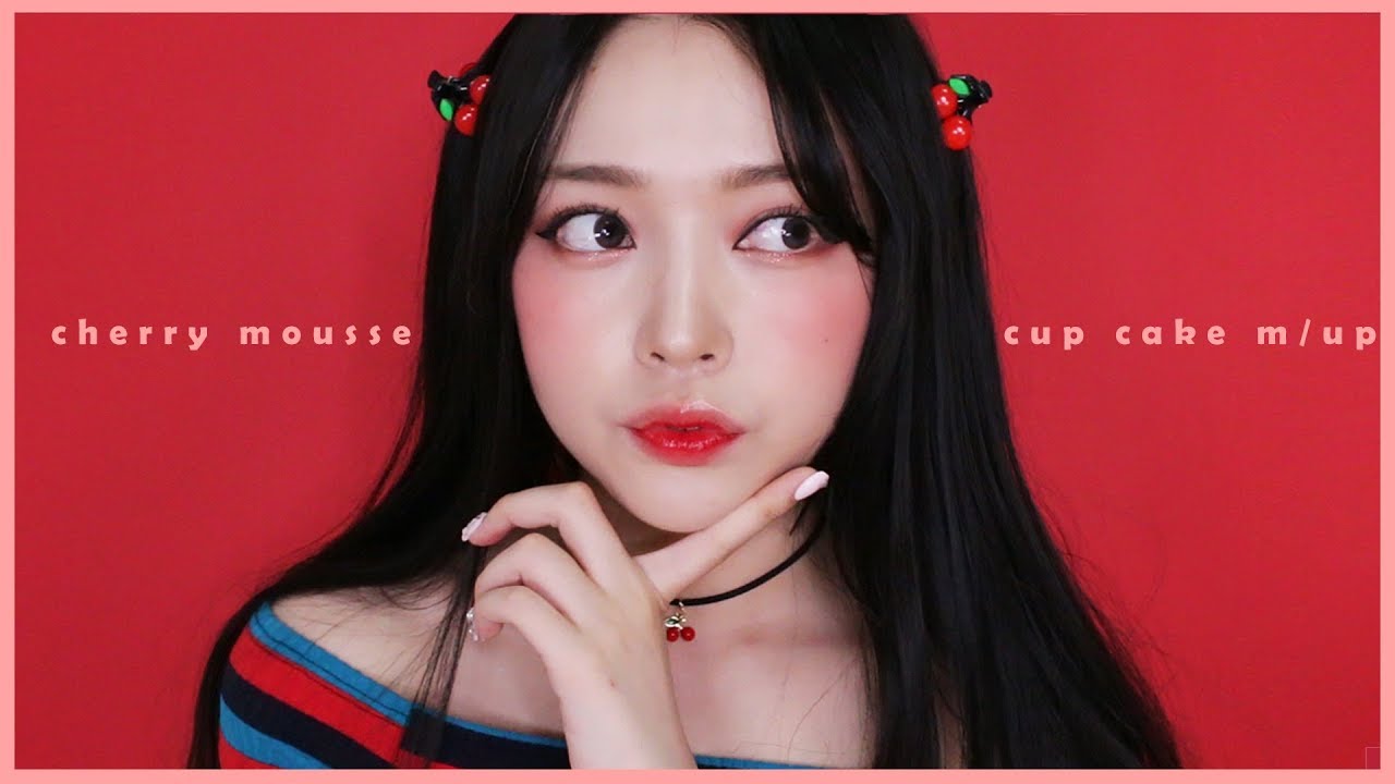 Eng,Jap) 🍒Cherry mousse cake Makeup🍰 탱글 체리무스케이ㄱ 메이크업  チェリームースケーキメーキャップ