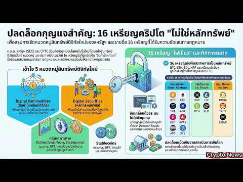 ก.ล.ต. สหรัฐฯ ฟันธง 16 เหรียญดัง 'ไม่ใช่หลักทรัพย์' — XRP-SOL-ADA เฮลั่น เตรียมรับเงินทุนสถาบัน"