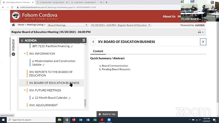 May 20, 2021, FCUSD Regular School Board Meeting