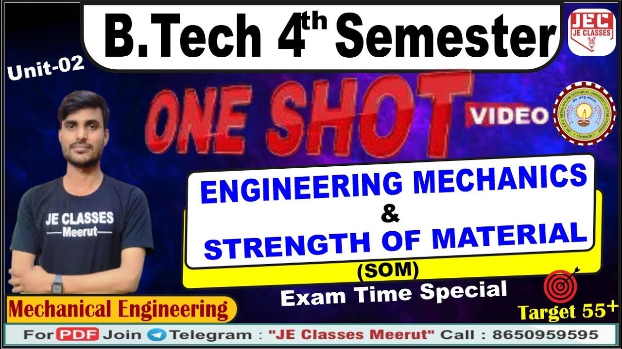 🔥02 ENGINEERING MECHANICS & STRENGTH OF MATERIAL ( SOM ) B.Tech 4th Semester One Shot | UNIT-02