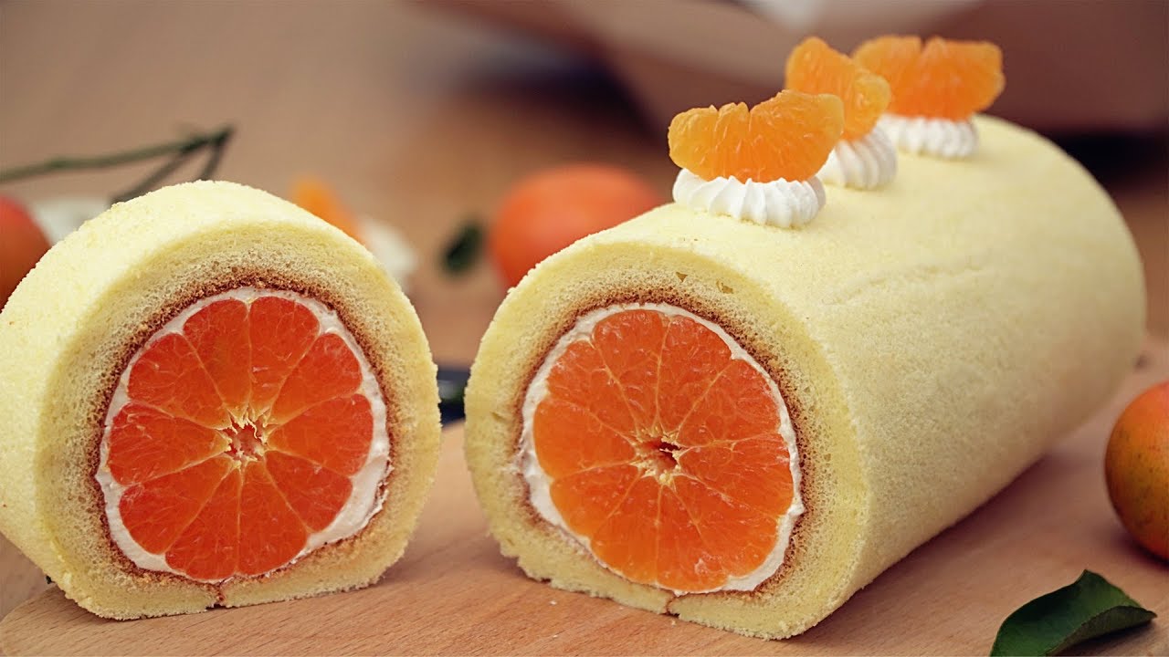 Orange Swiss Roll Cake オレンジロールケーキ Youtube