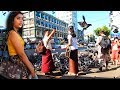 Mobbed by pigeons in Downtown Yangon