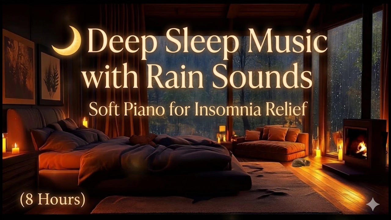 Deep Sleep Music with Rain Sounds 🌙 Soft Piano for Insomnia Relief (8 ...