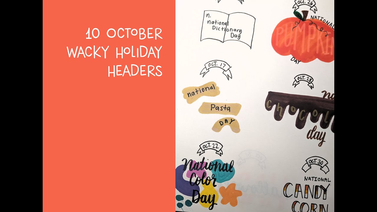 Drawing and Hand Lettering Wacky October Holidays to Celebrate - YouTube