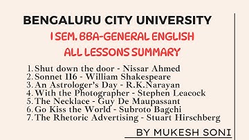 BCU-1st Sem. BBA-General English : ALL LESSONS SUMMARY