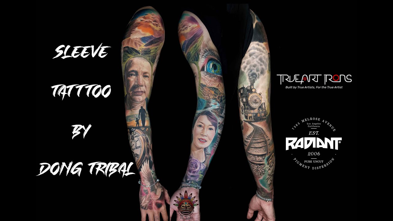 Xăm kín tay theo chủ đề công cha nghĩa mẹ - Sleeve... - youtube