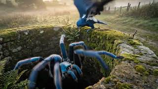 Blue Spider Attack 🕷️🔥 | Bird vs Giant Spider 😱 #Shorts#SpiderAttack #BirdVsSpider