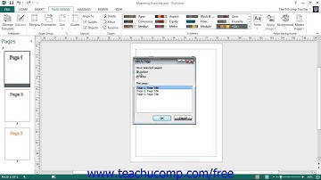Publisher 2013 Tutorial Moving Pages Microsoft Training Lesson 2.11