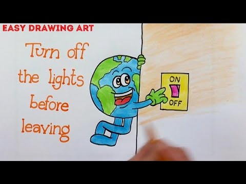 How To Draw Save Electricity Poster Drawing For Kids