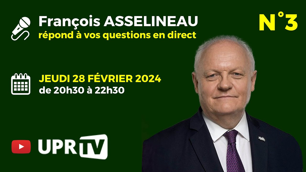 François Asselineau répond à vos questions en direct YouTube