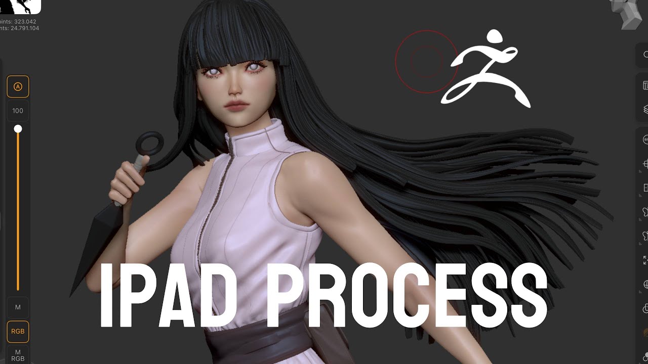 Sculpting Hinata Hyuga in ZBrush iPad 