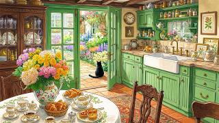 Sunny Summer Morning in a Blooming Cottage Kitchen with 1940s Oldies Playing in Another Room screenshot 3