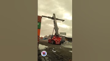 Kalmar Reach stacker with a tilting spreader for container handling