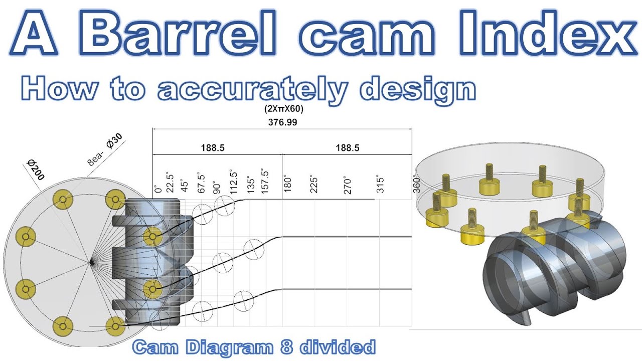 Siemens NX CAD;How to design a barrel cam Index driver; 8분할 원통 캠 인덱스 기구